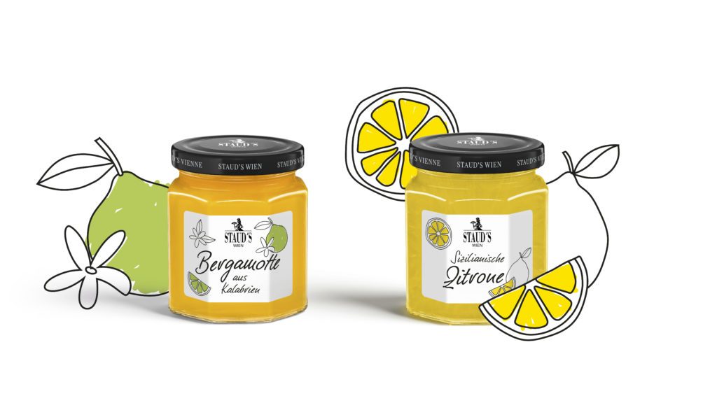 Das Traditionsunternehmen STAUD’S Wien ergänzt sein limitiertes Sortiment durch die beiden Zitrusfrüchte Bergamotte und Zitrone im erfrischend neuen Look.